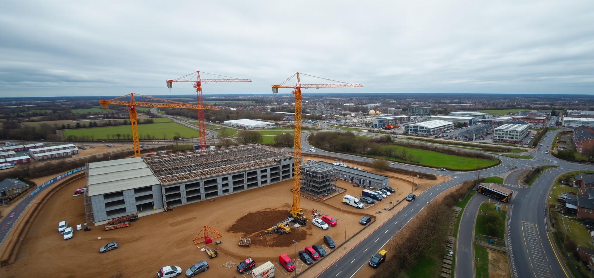 Aerial view of a Midlands construction site