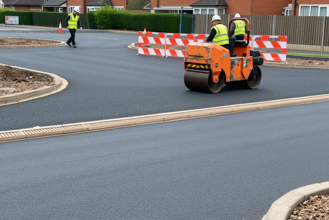 Car Park & External Works — 220-space car park, drainage, kerbing and surfacing